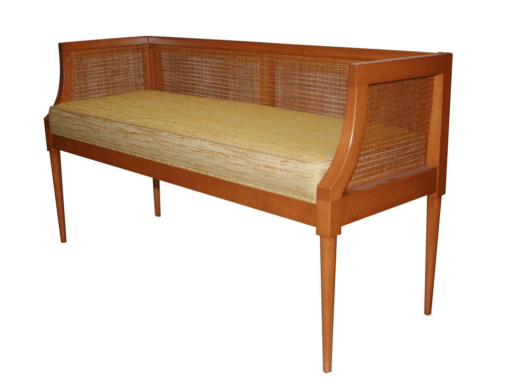 Contemporary Viktor Caned Maple Bench For Sale