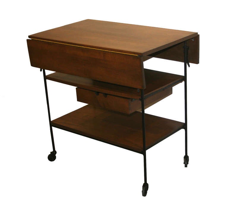 American Paul McCobb Planner Group Drop Leaf Bar Cart