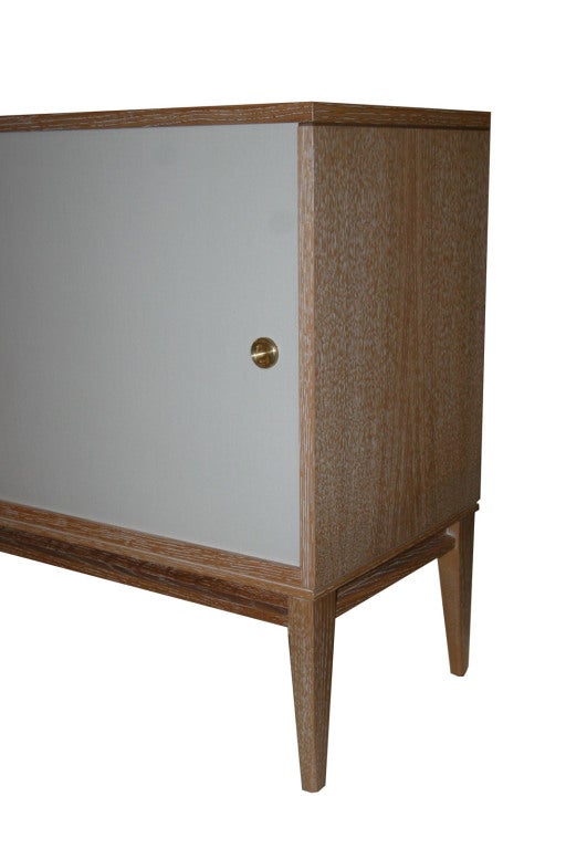 Mid-Century Modern Bishop Lacquered Linen Door Console For Sale