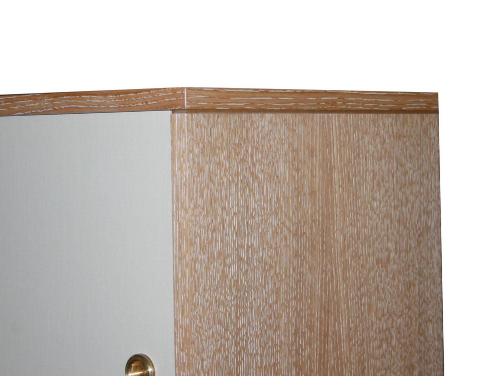 Contemporary Bishop Lacquered Linen Door Console For Sale