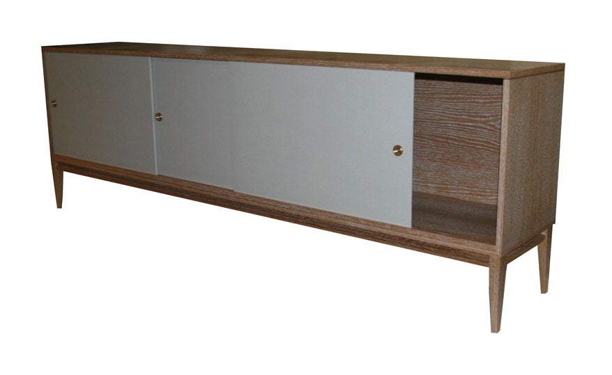 Bishop Lacquered Linen Door Console For Sale 1