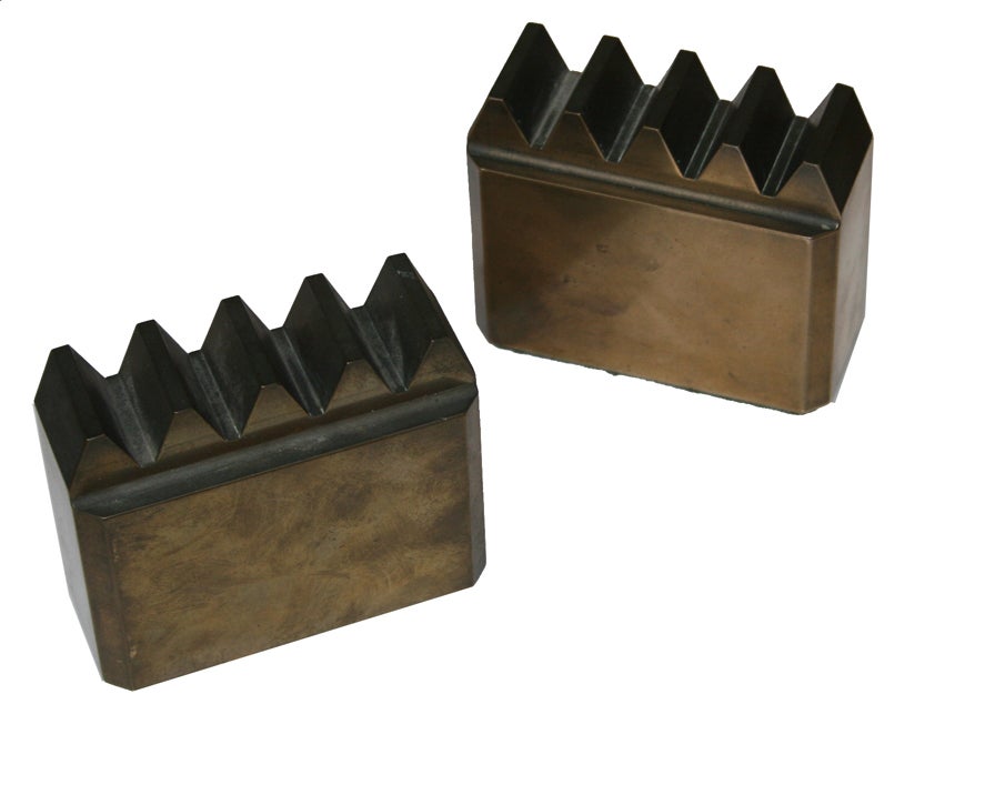 American Modernist Machined Brass Bookends
