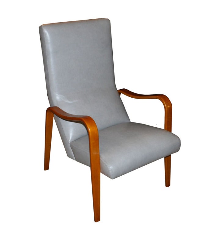 1950's Thonet Bentwood Highback Leather Armchairs