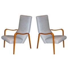 1950's Thonet Bentwood Highback Leather Armchairs