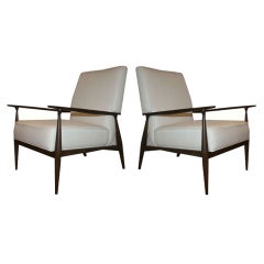 Paul McCobb 3041 Open Arm Walnut Lounge Chairs