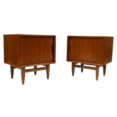 Retro 1960's Falster Danish Teak Tamboor Door Nightstands