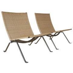 Poul Kjaerholm PK22 lounge chairs by E. Kold Christiansen