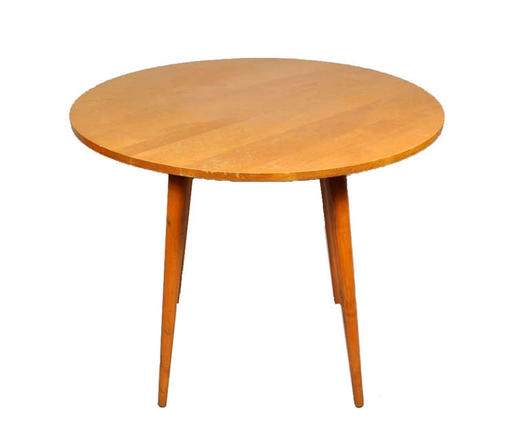 Paul McCobb Planner Group Round Dinette Table circa 1950s in all original condition.Solid maple construction throughout, round top is supported by turned and tapered legs.