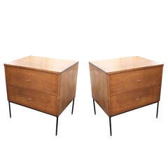 Paul McCobb 2 Drawer Nightstands on Iron Base