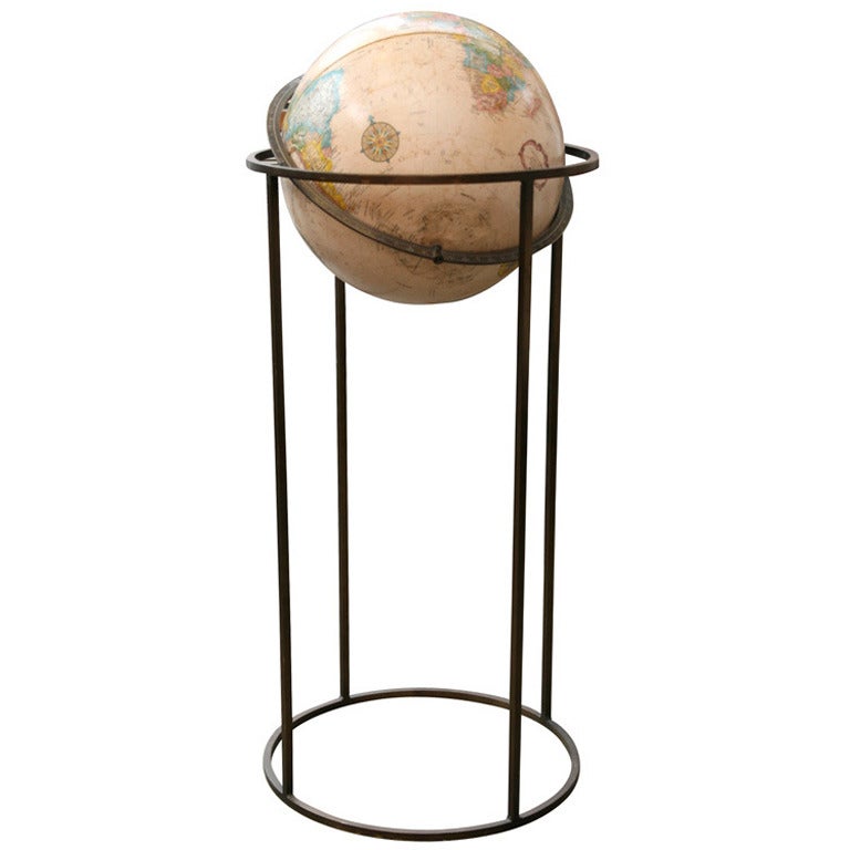 1960s Brass Floor Terrestrial Globe