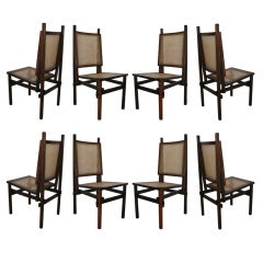 Set of 8 Brazilian rosewood and cane dining chairs