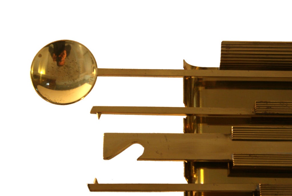 Gio Ponti Style Italian Brass Bar Tool Set In Excellent Condition In New York, NY