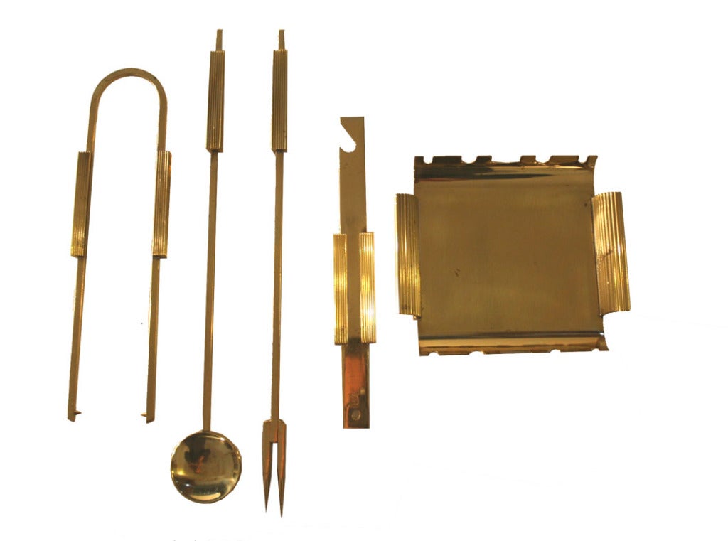 Gio Ponti Style Italian Brass Bar Tool Set 1