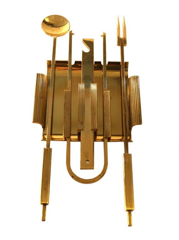 Gio Ponti Style Italian Brass Bar Tool Set 2