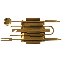 Gio Ponti Style Italian Brass Bar Tool Set