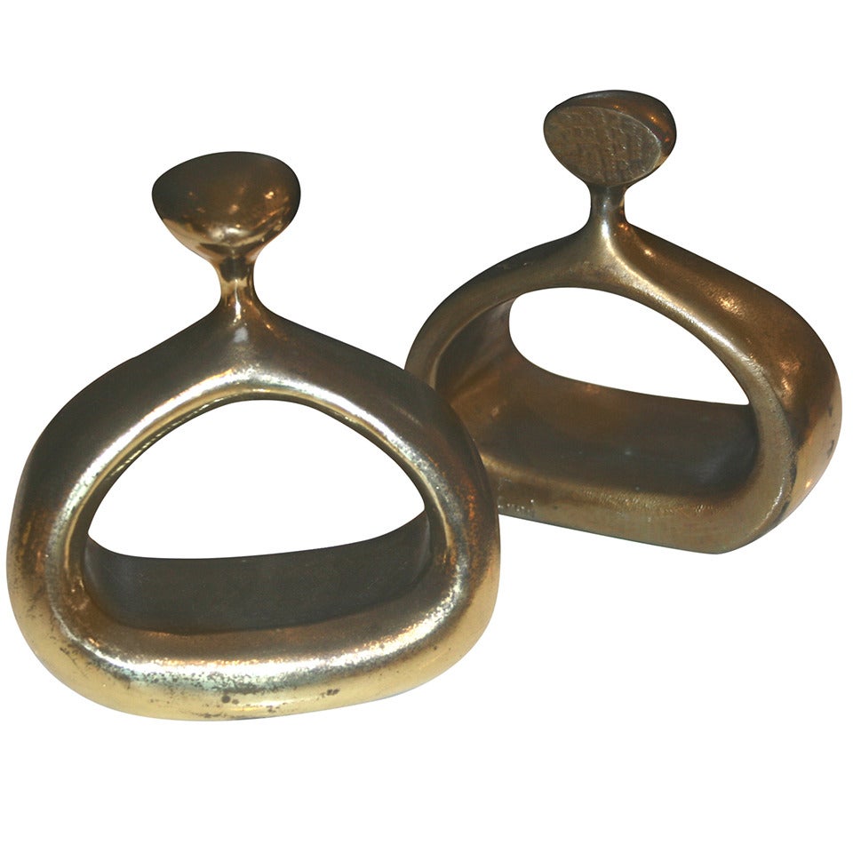Ben Seibel Moderne Brass Bookends For Sale