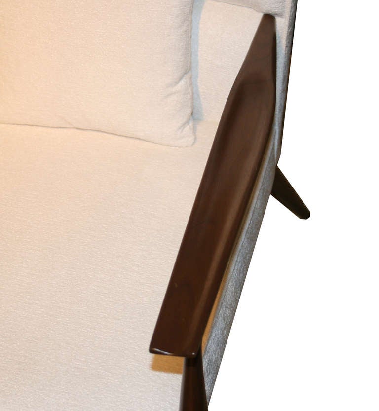 Walnut Frame Winged Back Armchair