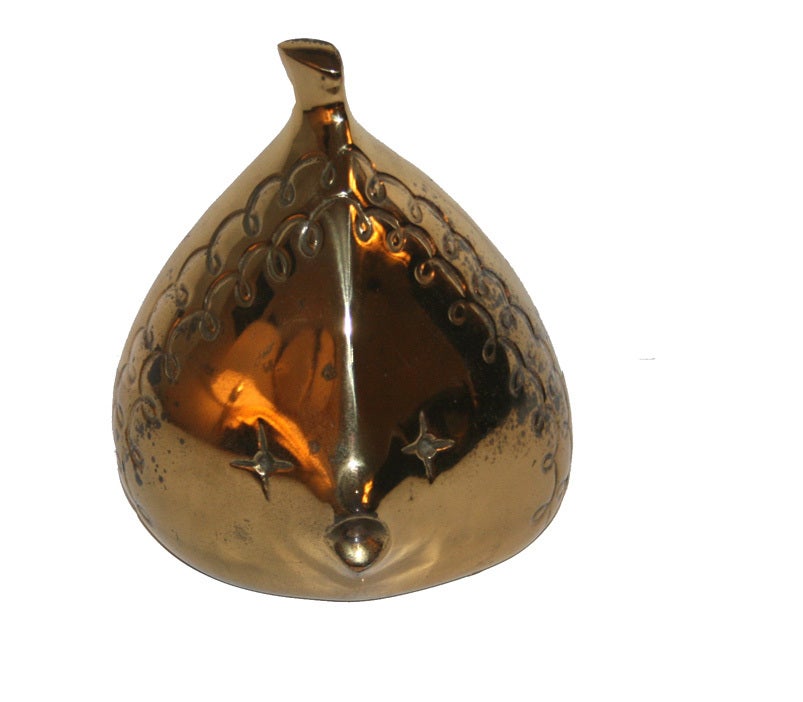 Ben Seibel For Jenfredware Single Fish Bookend.Original 1950's design in brass plated cast metal.