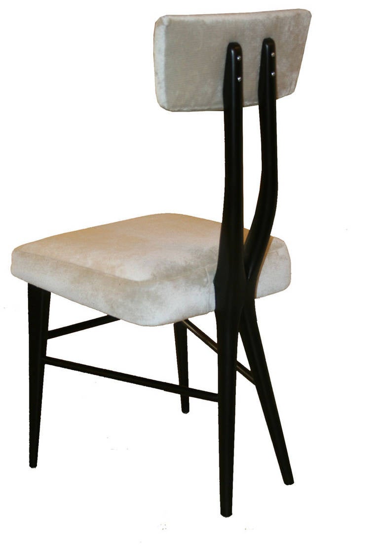 Mid-Century Modern Sculptural Set of Six 1950s Dining Chairs For Sale