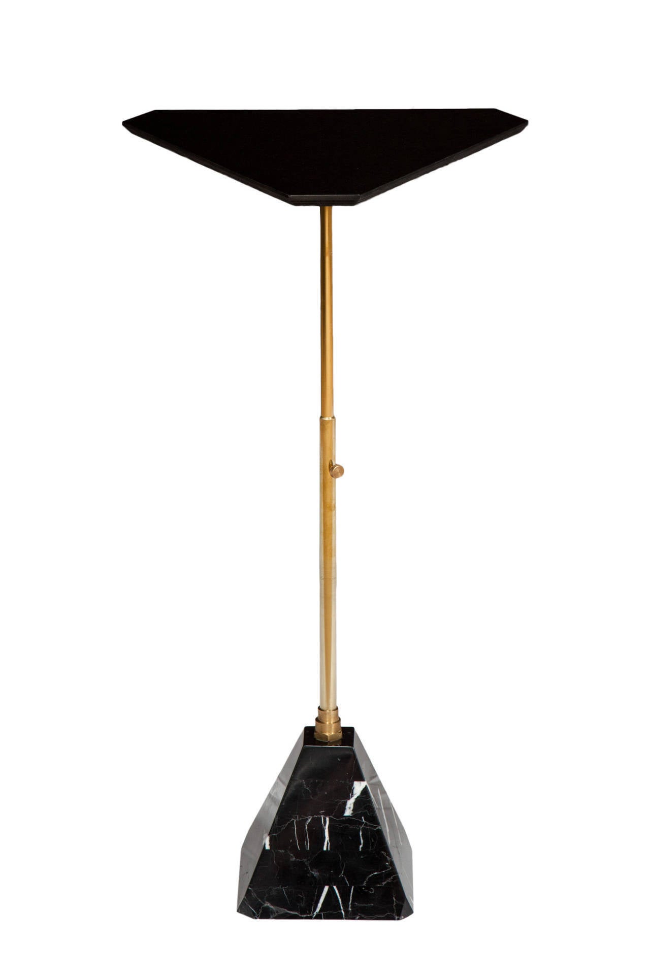 Contemporary Erickson Aesthetics  Pyramid Base Cocktail Table with Telescoping Swivel Post For Sale