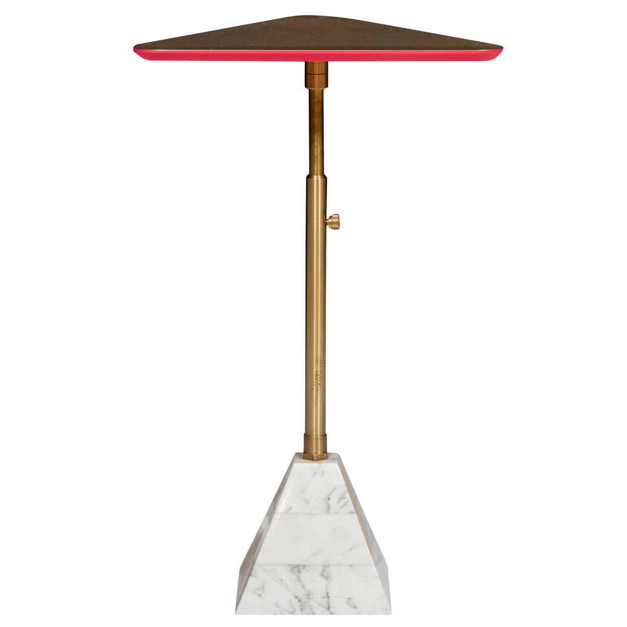 Erickson Aesthetics Pyramid Base Cocktail Table with Telescoping Swivel Post For Sale