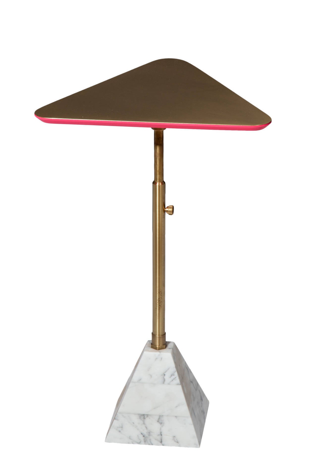 American Erickson Aesthetics Pyramid Base Cocktail Table with Telescoping Swivel Post For Sale