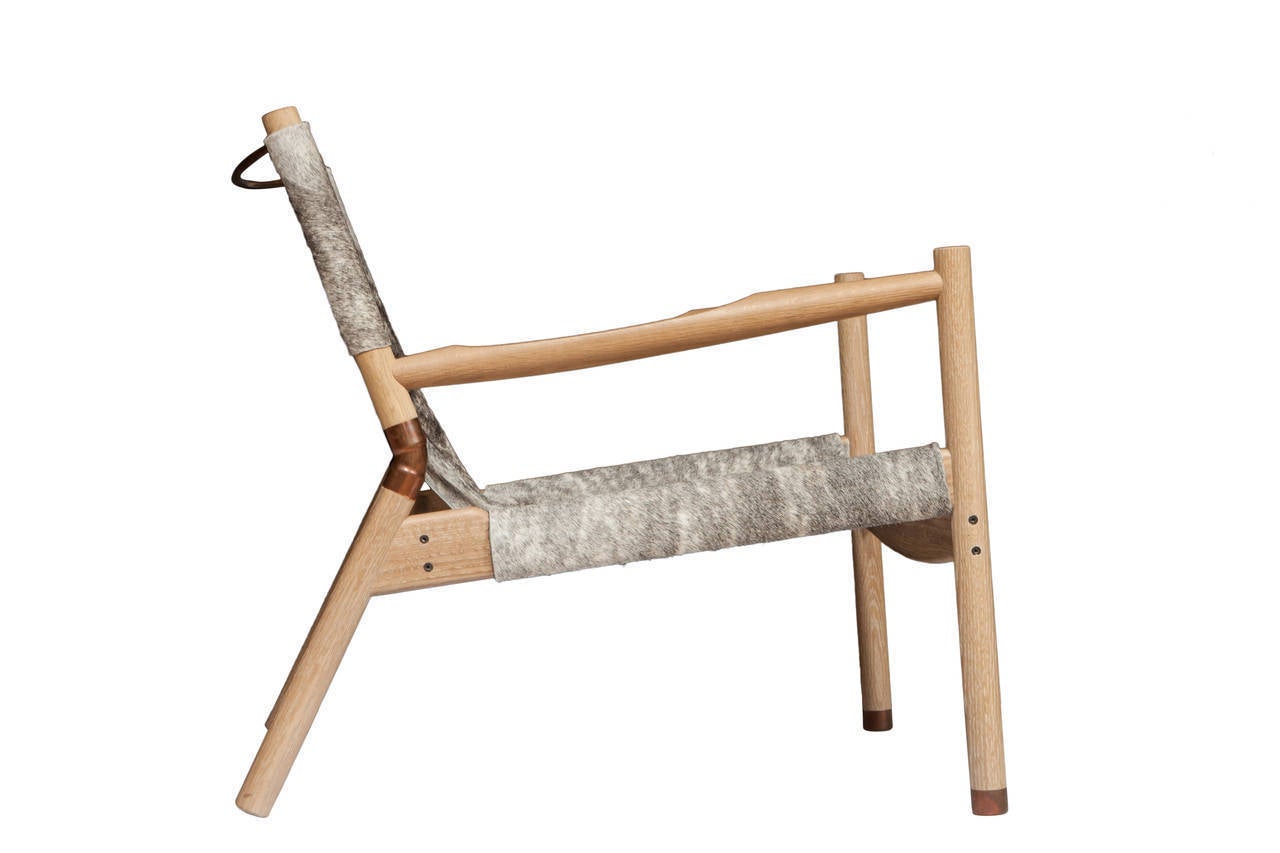 American Erickson Aesthetics  Slung Brindle Oak Lounge Chair For Sale