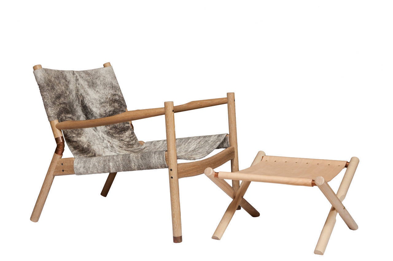 Contemporary Erickson Aesthetics  Slung Brindle Oak Lounge Chair For Sale