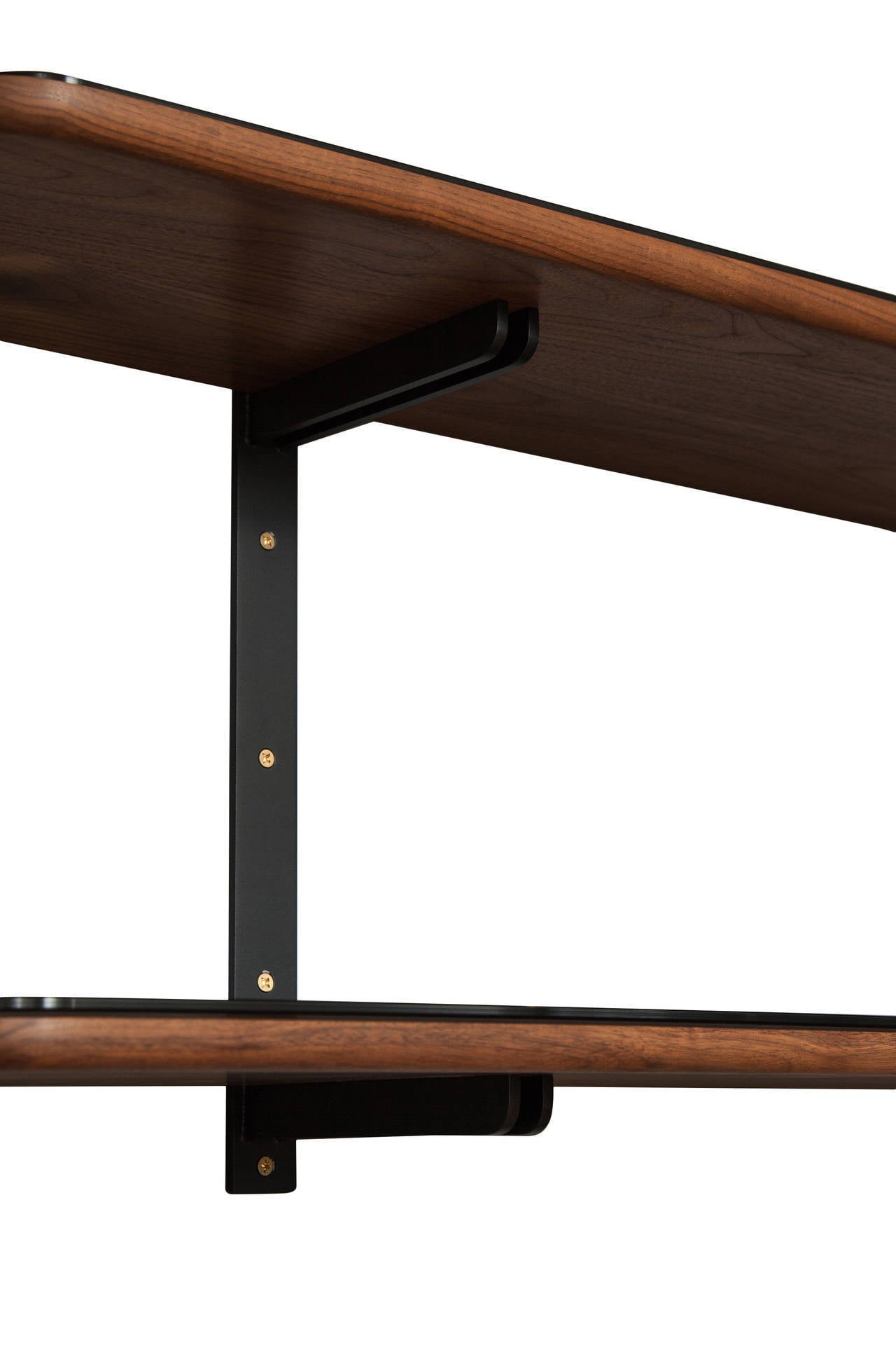 Stillmade Black Walnut and Steel Wall Shelf System In Excellent Condition For Sale In New York, NY