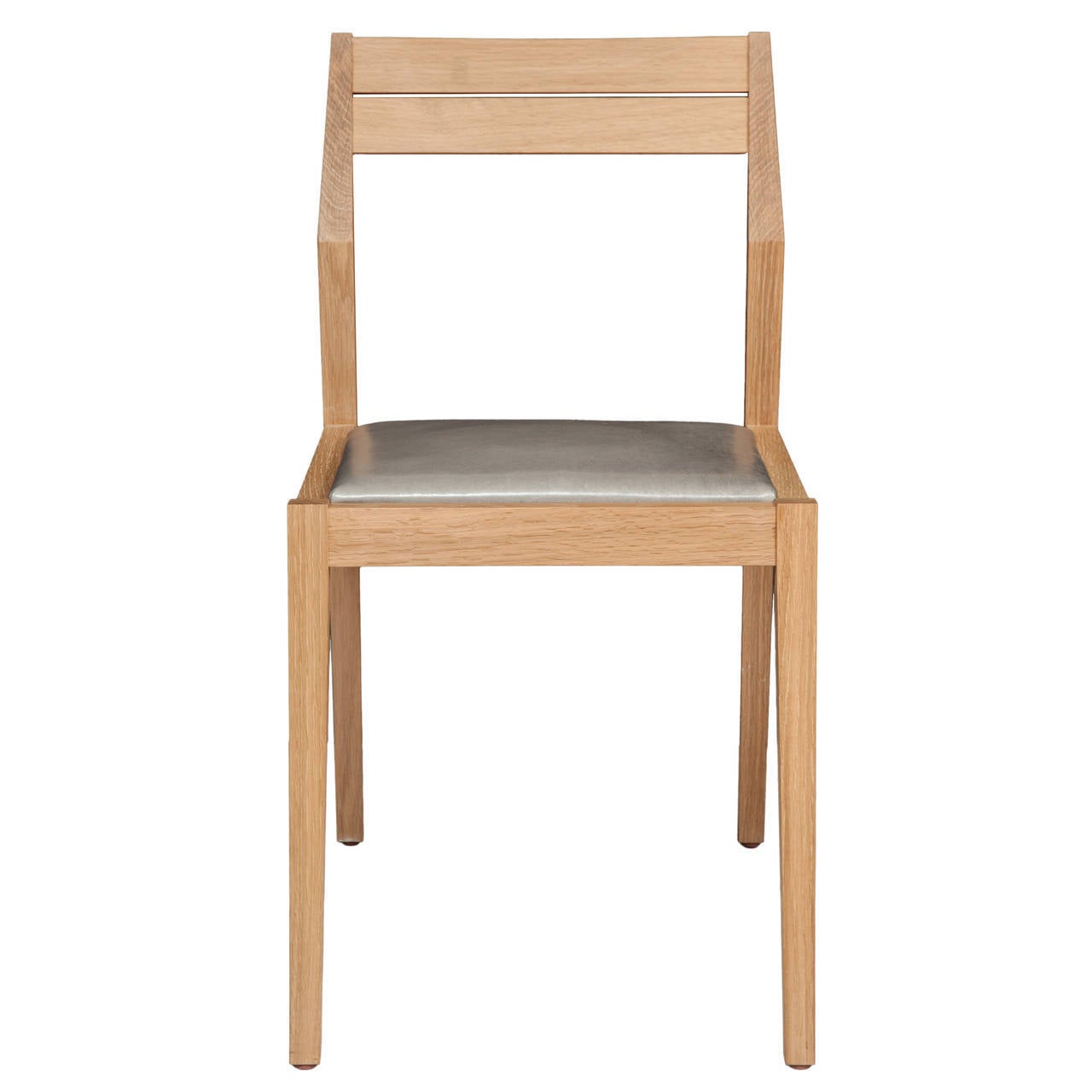 Stillmade Solid White Oak Dining Chair with Leather Seat For Sale