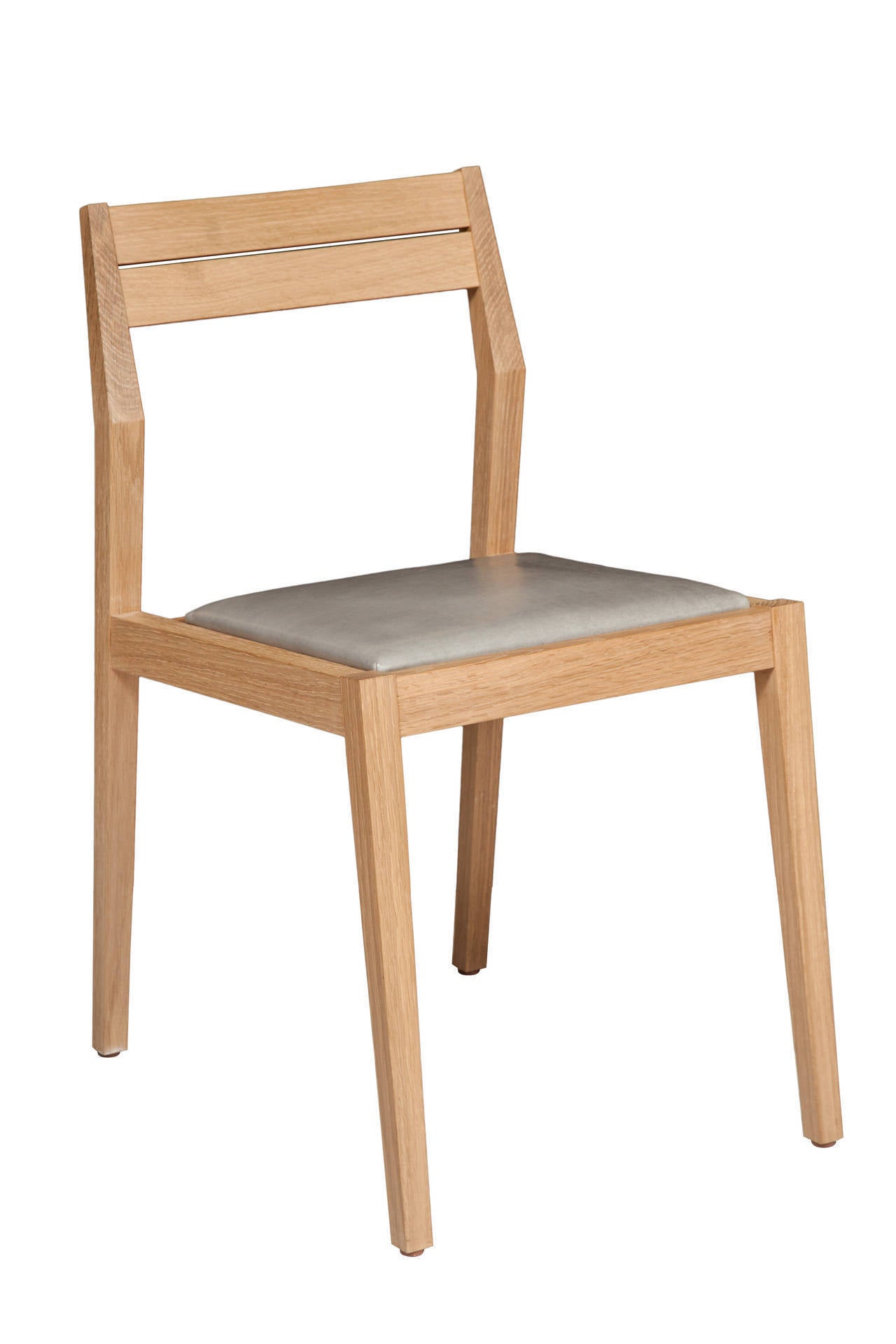 American Stillmade Solid White Oak Dining Chair with Leather Seat For Sale