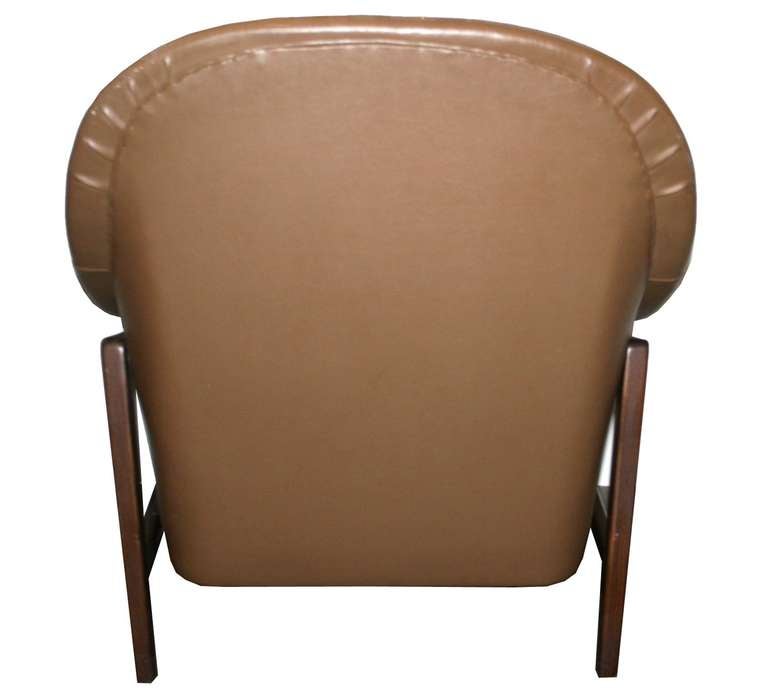 Edward Wormley for Dunbar Tufted Leather Oak Framed Lounge Chair 1