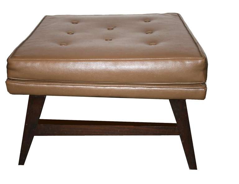 Edward Wormley for Dunbar Tufted Leather Oak Framed Lounge Chair 3