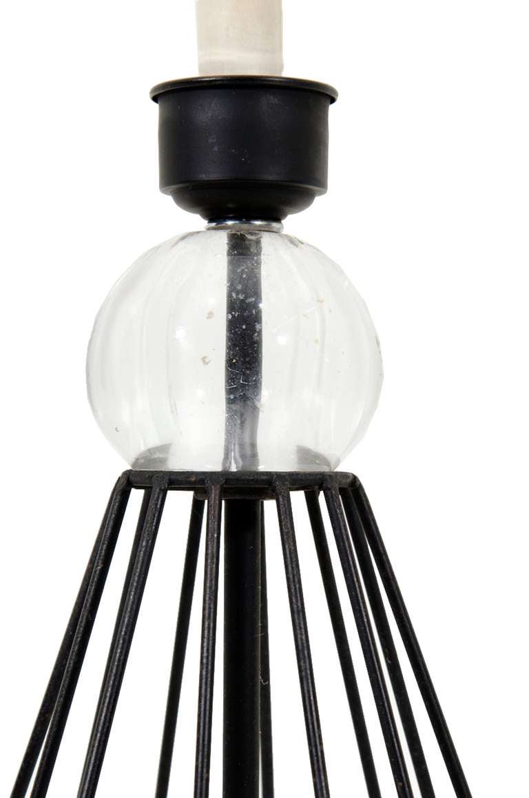 Mid Century Cage Hurricane Table Lamps In Excellent Condition In New York, NY