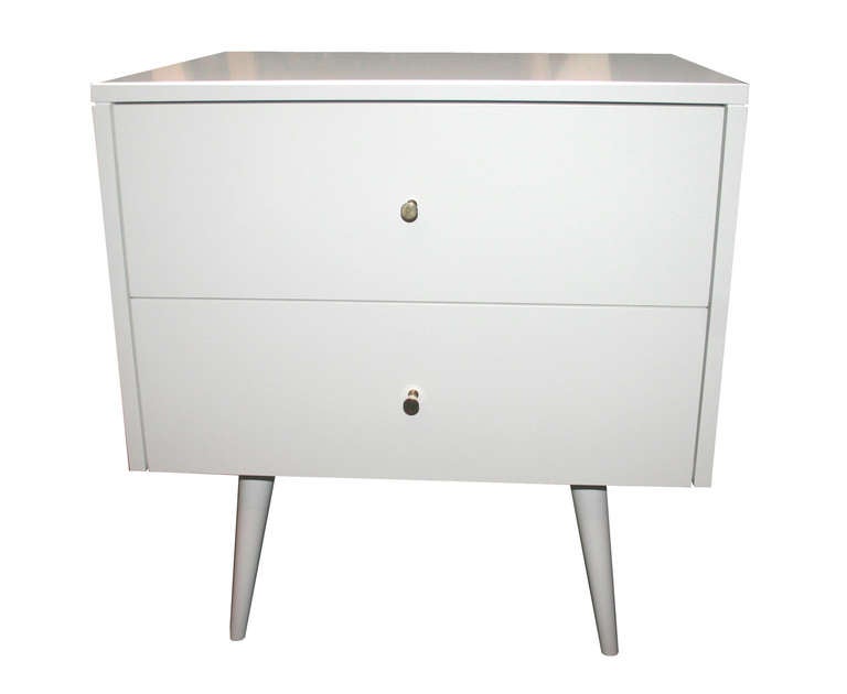 American Lacquered Two-Drawer Nightstands on Turned Legs For Sale