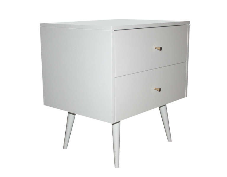 Contemporary Lacquered Two-Drawer Nightstands on Turned Legs For Sale
