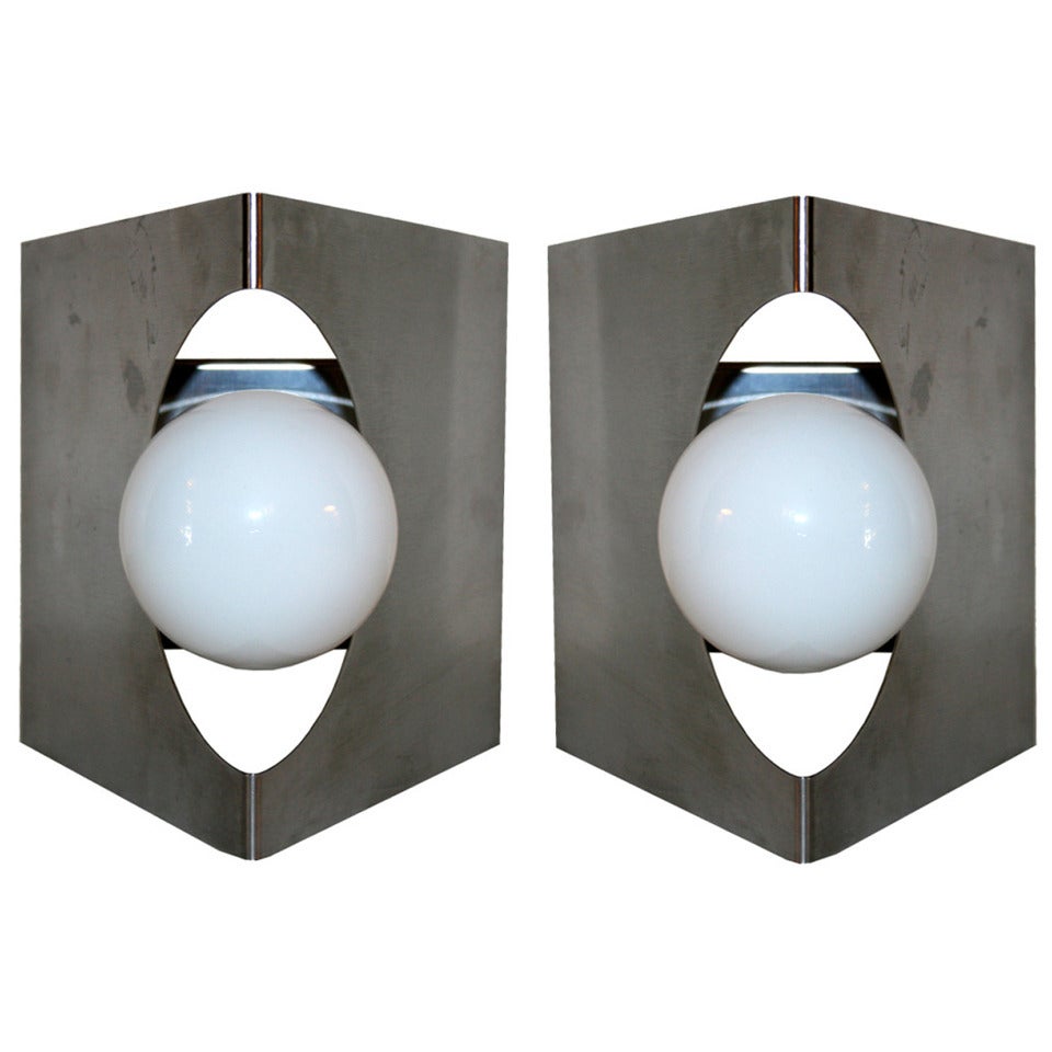 Modernist Pair of European Wall Sconces For Sale