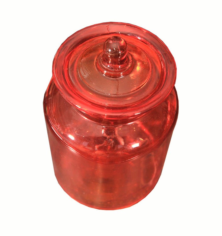 Handblown glass jar with lid by Blenko, circa 1955.