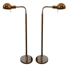 Pair of Nickel Swing Arm Floor lamps by Hansen NY