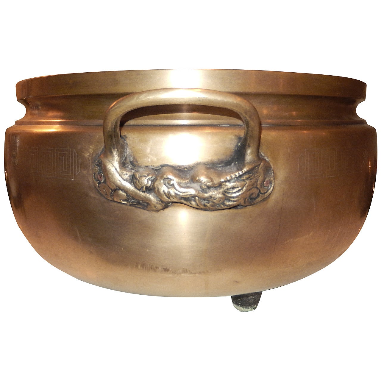 Hollywood Regency Polished Bronze Nautical Seashell Footed Planter