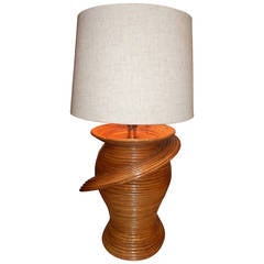 Retro Large Bamboo Midcentury Table Lamp