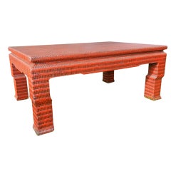 Studio Crafted Patterned Raffia Coffee Table by Roundtree NY