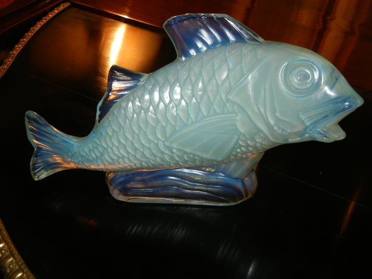 Art Deco Glass Carpe Fish by Marius Ernest Sabino  C1930