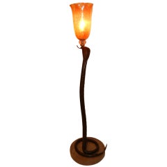 Vienna Bronze Cobra Lamp & Loetz Shade