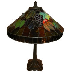 The John Morgan Art Deco "Grape Leaded" & Bronze Table Lamp