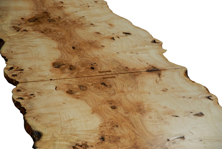 Hand-Crafted American Studio Crafted Two-Piece Ash Burl, Free-Edge Coffee Table