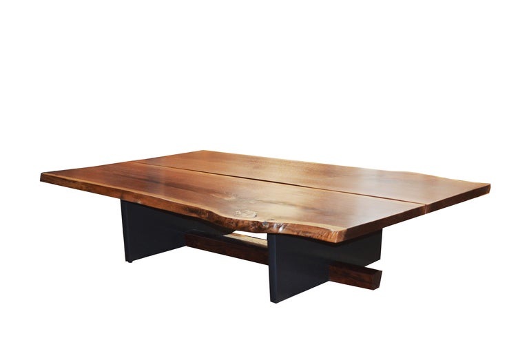 American Craftsman American Contemporary Studio Crafted Free Edge Large Coffee Table For Sale