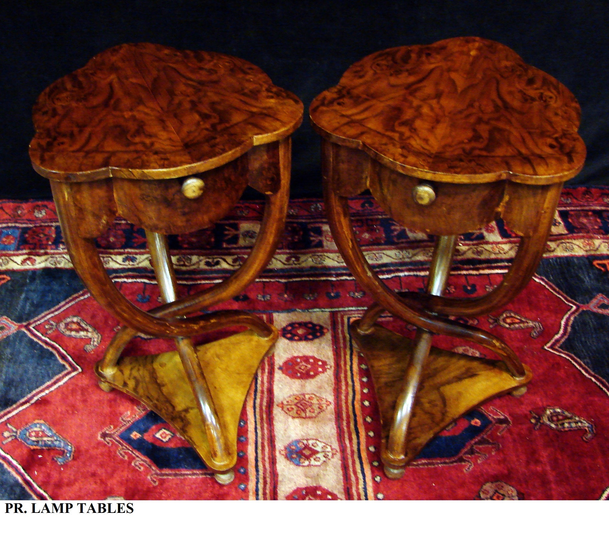 Pair of  French Art Deco Tripod Side Tables