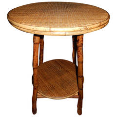 Pair of Bamboo and Cane Side Tables