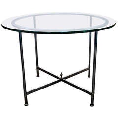 Mid-Century Polished Steel and Glass Center or Dining Table
